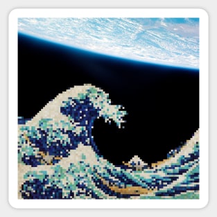 The Great Wave - Hokusai - Pixel Galaxy Sticker